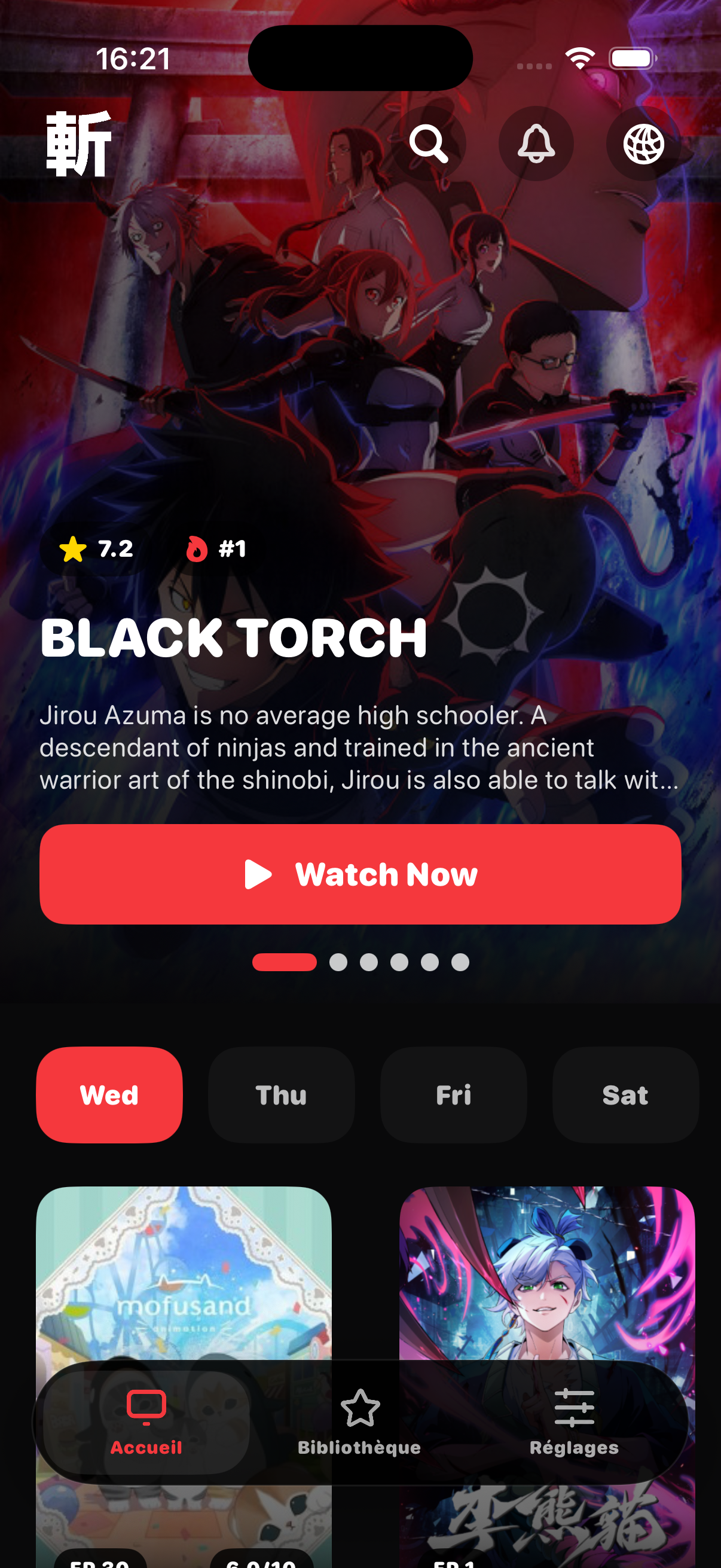 9Anime TV app screen