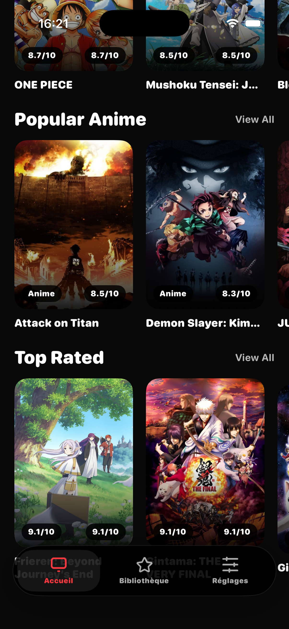 9Anime TV library screen